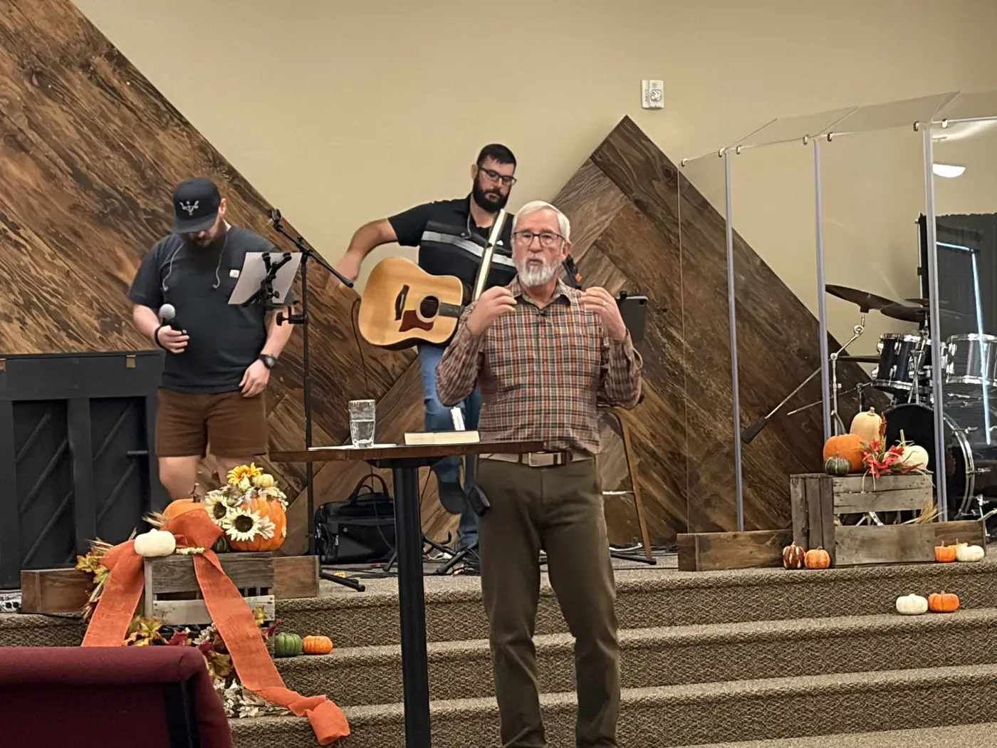 The pastor preaching at Crosspoint Church of Caldwell during a Sunday service